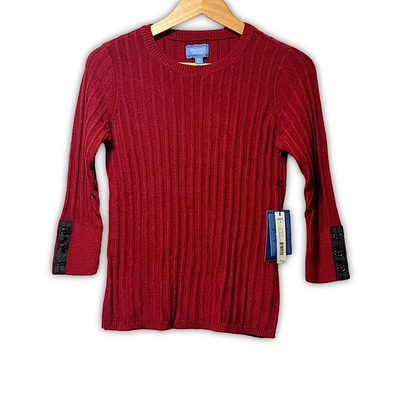 NWT Simply Vera Vera Wang Tibetan Red Petite Sweater *HOST PICK* - Picture 2 of 6